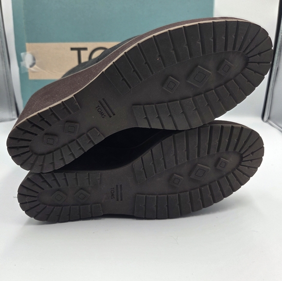 Toms Wedge Boot Melrose Black Water Resistant Lace Up Womens Size 8 New With Box - Picture 9 of 16